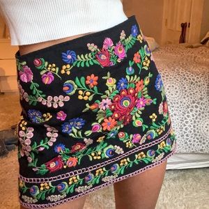 Zara Knit Embroidered Skirt